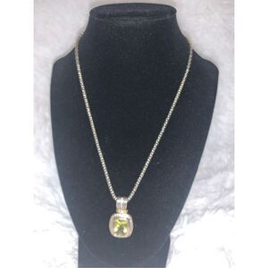 14k 925 Sadye‎ L Vassil SLV Gemstone Pendant Sterling Italy Necklace 18”